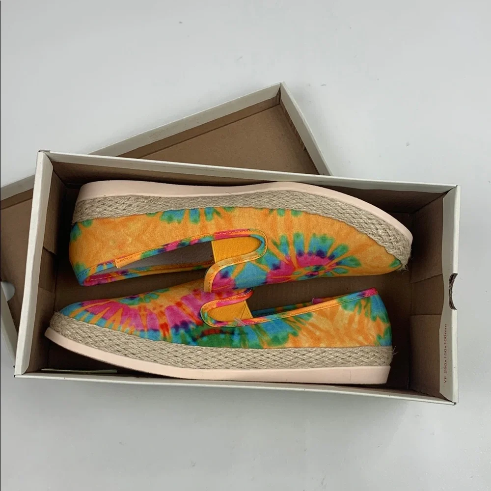 Esprit Erika Colorful Rainbow Tie-Dye Espadrilles shoes flats size 7.5 NEW NWT